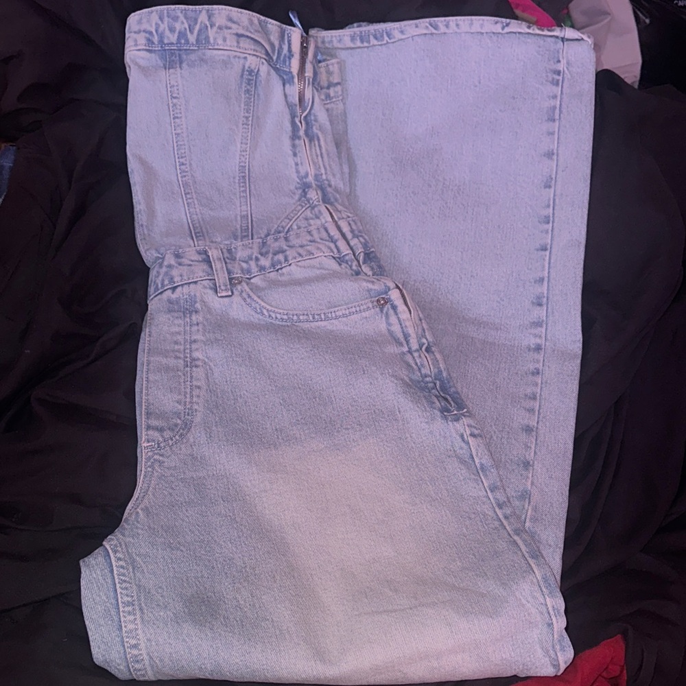 Light Blue Women's Jean Tube/Top Jumpsuit